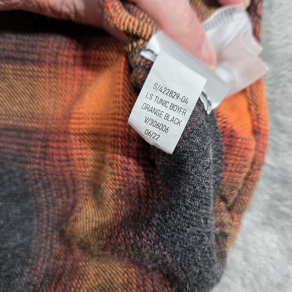 Old Navy Shirt Womens S Orange Boyfriend Plaid Flannel Evermore Inspired Swiftie - Picture 5 of 9